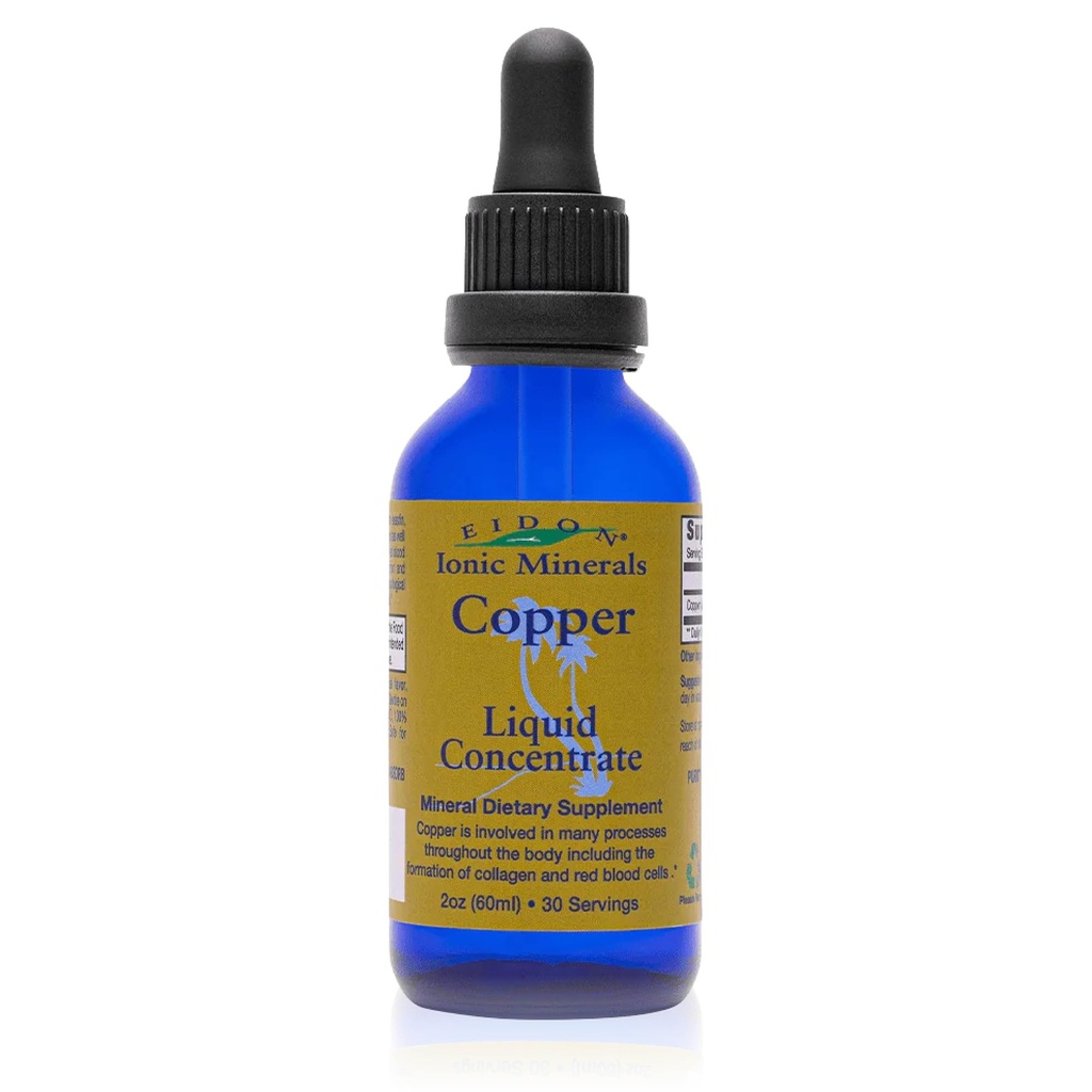 Eidon Ionische Mineralen Koper - kopersupplement, vloeibaar concentraat, mineraal dieetsupplement voor rode bloedcelondersteuning en gezonde huid - 2 ounce fles