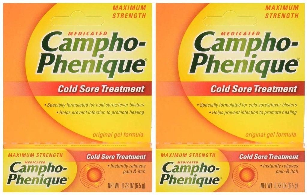 Campho-Phenique Cold Sore Treatment, Maximum Strength, Original Gel Formula, 2 Pack