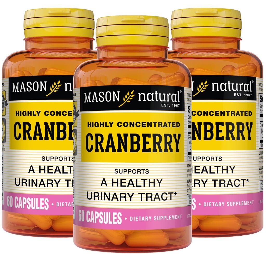 MASON NATUURLIJKE Cranberry Zeer geconcentreerd 900 mg, 3 maanden Supply, Antioxidant & Immune Health, Ondersteunt gezonde urinetrek, 3 Pack