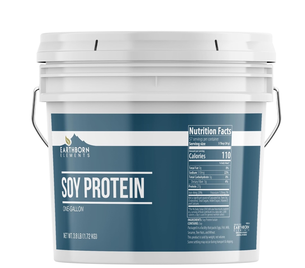 Earthborn Elements Soy Protein Powder 1 Gallon Bucket, Always Pure, Smoothies & Shakes (60.8 Ounces)