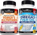 Dagelijkse Multivitamine voor Vrouwen Capsules (1 Maand Supply) Plus Triple Strength Omega 3 Visolie Softgels (1 Maand Supply)