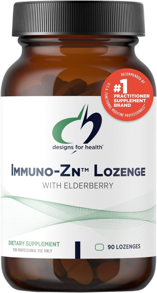 Designs for Health Immuno-Zn Lozenge - 25mg Zink + Vlierbes Quick Solution Tablets, Immune Support Supplement - Non-GMO Delicious Natural Berry Flavor (90 Lozen)