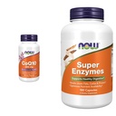 NOW Supplementen, CoQ10 (Coenzym Q10) 200 mg, Cardiovasculaire gezondheid*, 60 Veg Capsules & Supplementen, Super Enzymen, samengesteld met Bromelain, Ox Bile, Pancrean en Papain, 180 Capsules