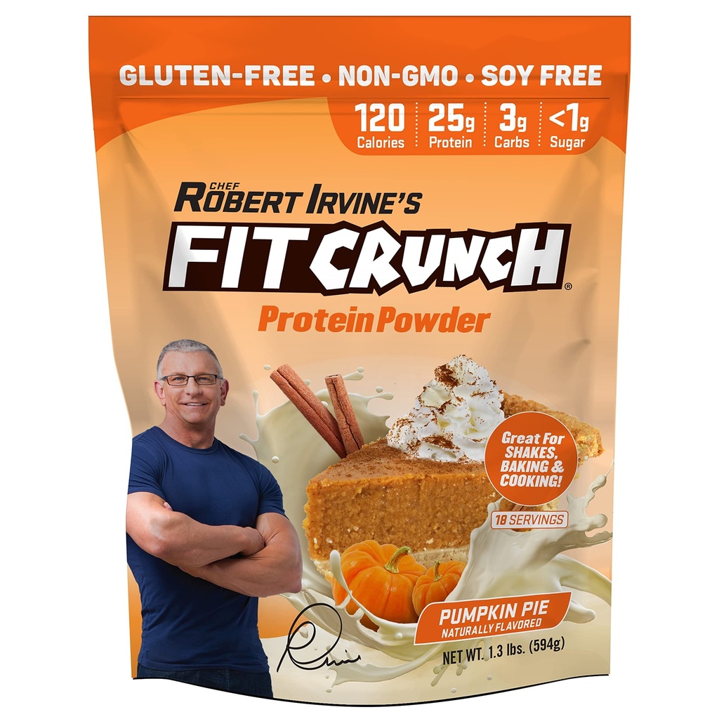 Fit Crunch Tri-Blend Whey Protein, Keto Friendly, Low Calories, High Protein, Gluten Free, Soy Free (18 Servings, Pumpkin Pie)