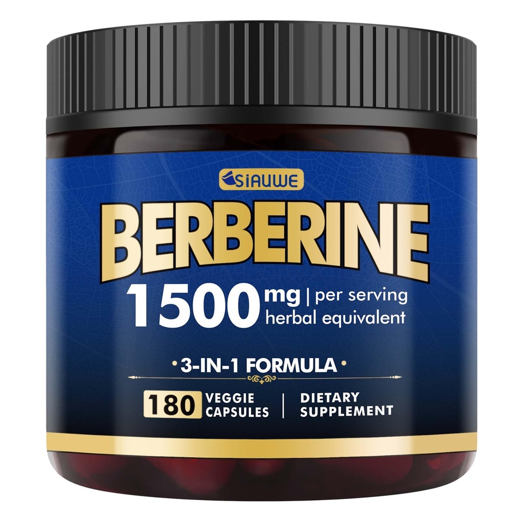 Berberine supplement - Berberine gewichtsverlies, hoge potentie Berberine 1500MG van Berberine HCL, Plus Citrus Bergamot - voor Metabole, Digestieve en Immune Support - Vegan, Non-GMO, 180 Capsules