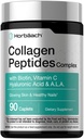 Horbäach Collagen Peptides | 90 Caplets | with Vitamin C, Hyaluronic Acid, and Biotin | Type I & III | Skin and Nail Health | Non-GMO, Gluten Free Supplement