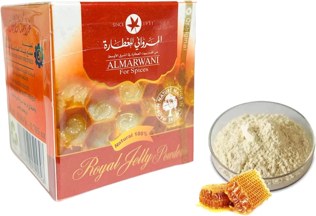 Royal Jelly Powder, 100% Pure & Natural, Immune Support Supplement, 20gm (0,70 oz), Nutrient-Rich Superfood