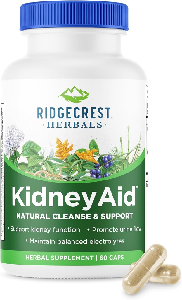 Ridgecrest Herbals ReinAid, Supplément de soutien de la santé rénale, Hydrangea, Cavalier, Soutien de la santé du Trac Urinaire, Trace Mineral (60 capsules, 30 portions)