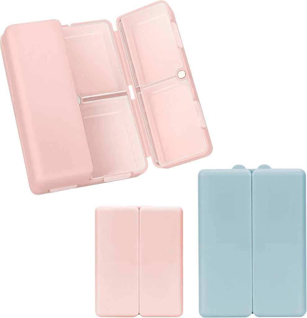 FYY 2 Pcs Daily Pill Organizer, 7 compartiments Portable Pill Case Travel Pill Organizer, [Folding Design] Pill Box for Purse Pocket to Hold Vitamines, huile de foie de morue, suppléments et médicaments-Pink+ Marine