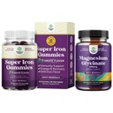 Bundle of Delicious Iron Gummies for Women and Men - Iron Supplement for Women and Men with Vitamin C for Higher Absorptie and Pure Magnesium Glycinate 400mg Per Serving for Mood Sleep and Relaxation