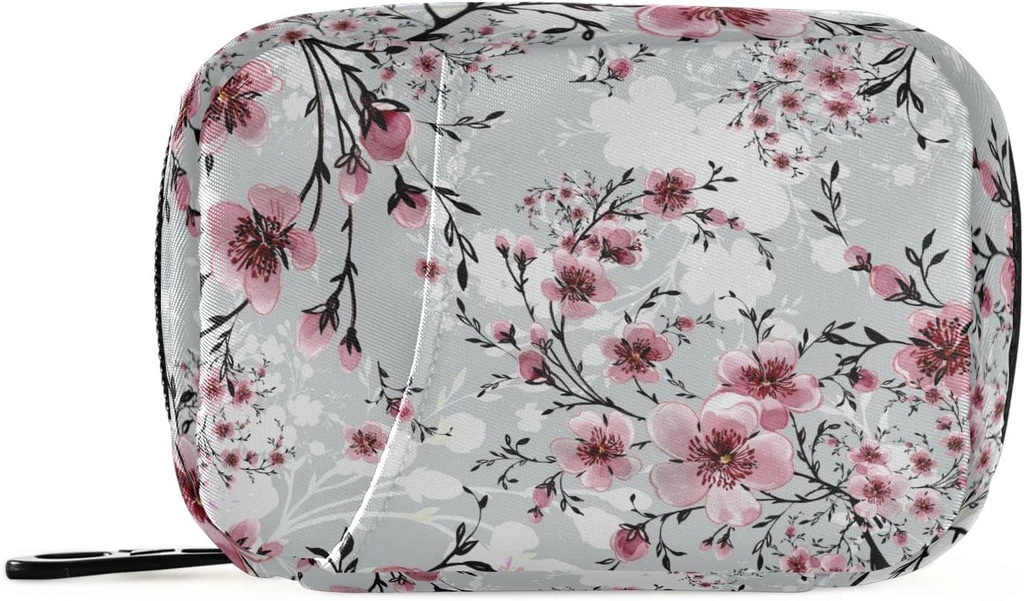 Naanle 7 dagen Cherry Blossom Pill Organizer Bag met rits, draagbare Weekly Case, Compacte grootte voor vitamine supplement houder