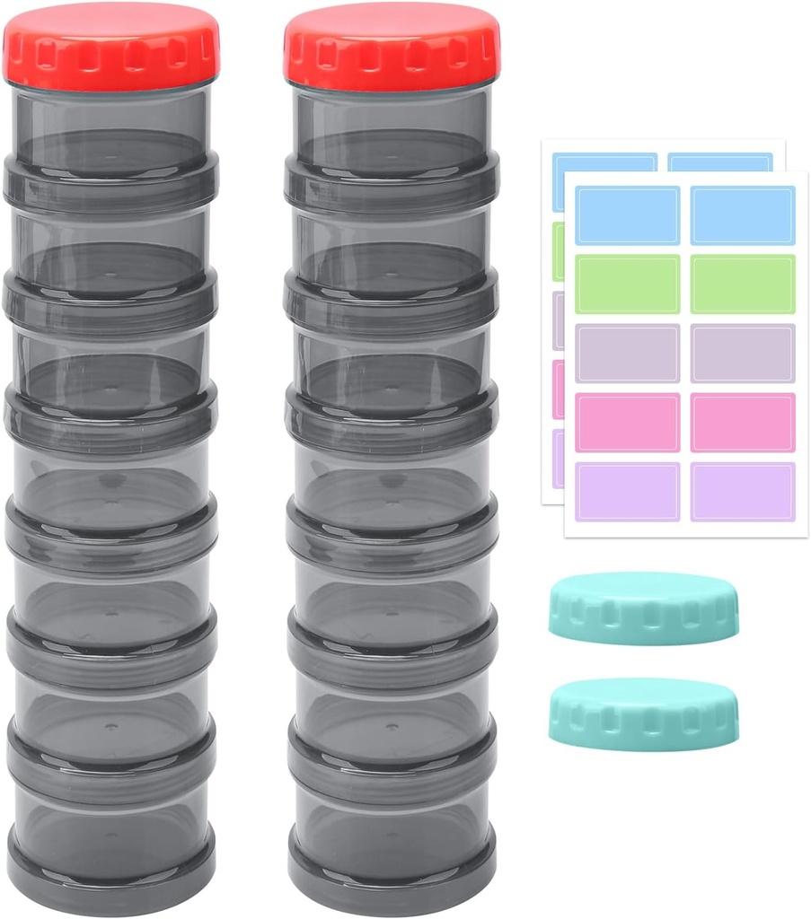 2 Pack 7 Dag pil Organisator Case Stapelbare Wekelijkse Supplementen Vitaminen Pillenhouder Dispenser Grote Doorschijnende Zwart met Extra Lid