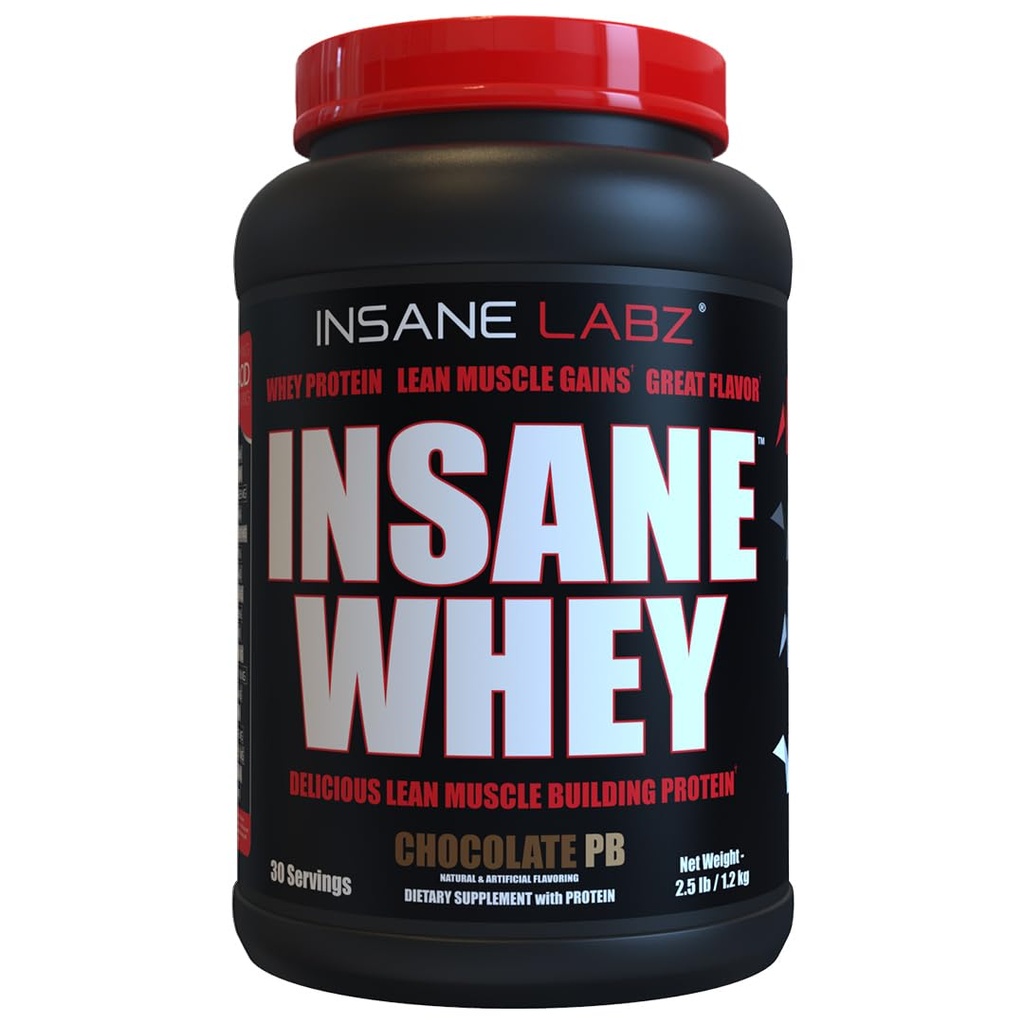 Insane Labz Insane Whey,100% Muscle Building Whey Protein, BCAA Amino Profile, Mass Gainer, Meal Replacement (Chocolate Peanut Butter, 30 Servings)