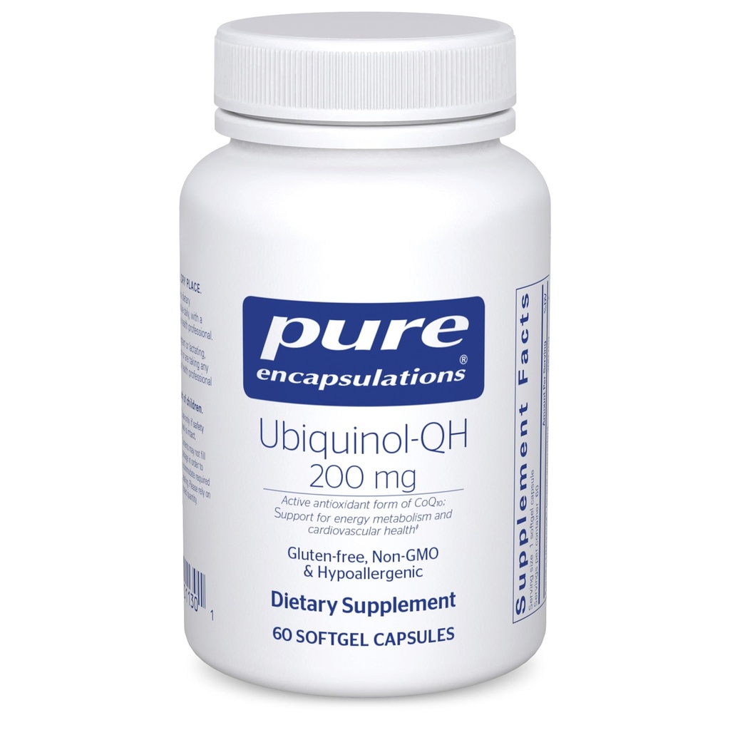 Encapsulations pures Ubiquinol-QH - 200 mg Ubiquinol - Forme active de la Coenzyme Q10 - Soutien au métabolisme du coeur et de l'énergie* - Supplément antioxydant - 60 Capsules Softgel