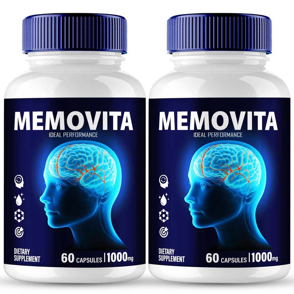 Memovita Capsules, Official Memovita Supplement for Brain Health & Memory Support - Maximum Strength, Advanced Nootropic Pills, All Natural Memovita Support Reviews (2 Pack)