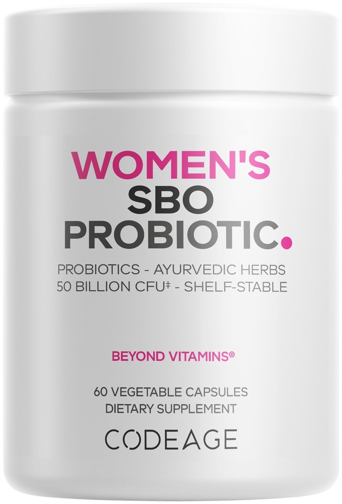Supplément pour probiotiques - 50 milliards d'UFC - SBO Probiotiques et prébiotiques - canneberges - Santé féminine - Mélange botanique fermenté, supplément pour aliments entiers - Vegan, non-OGM - 60 capsules