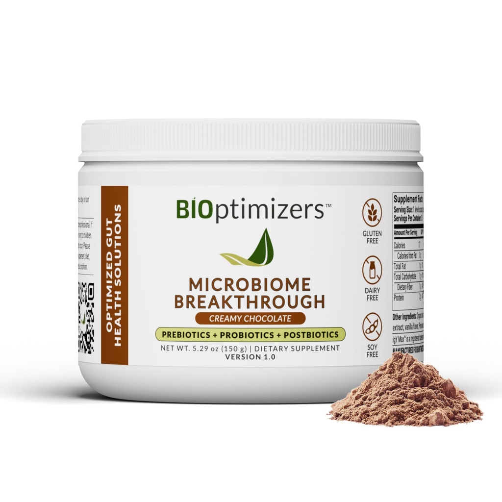 Microbiome Breakthrough Repair Powder - Chocolate Flavor - Has Lactobacillus Strains, Bone Broth & Collageen - Bron van L-Glutamine - Gas & Bloating Relief - Verbetert Gut Health - 30 Servings - 150g