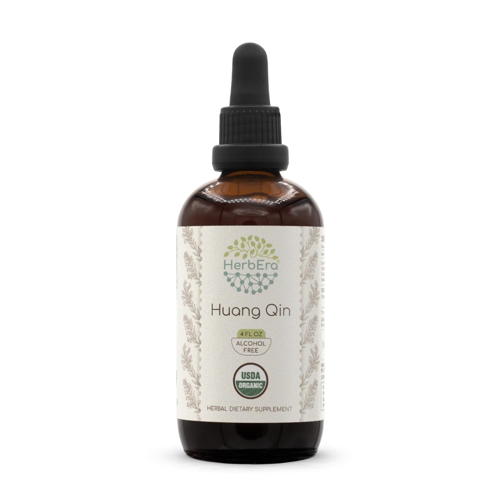 Huang Qin B120 Organic Tincture | Alcohol-Free Extract, High-Potency Herbal Drops | Certified Organic Baikal Skullcap Chinese Skullcap Scutellariae Radix Scutellaria Baicalensis Dried Root (4 oz)