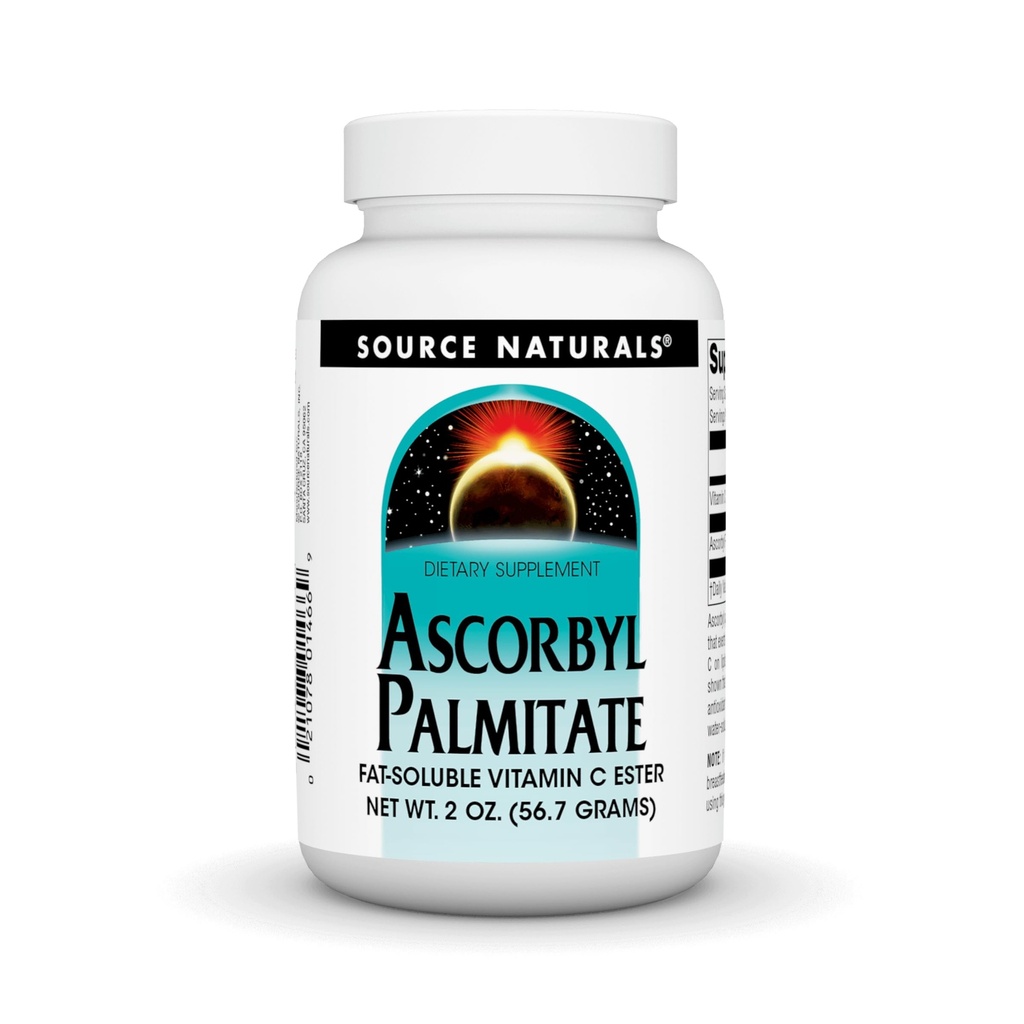 Source Naturals Ascorbyl Palmitate 500mg Powder - Fat-Soluble Vitamin C Ester, Powerful Antioxidant Supplement - 2 oz. Powder