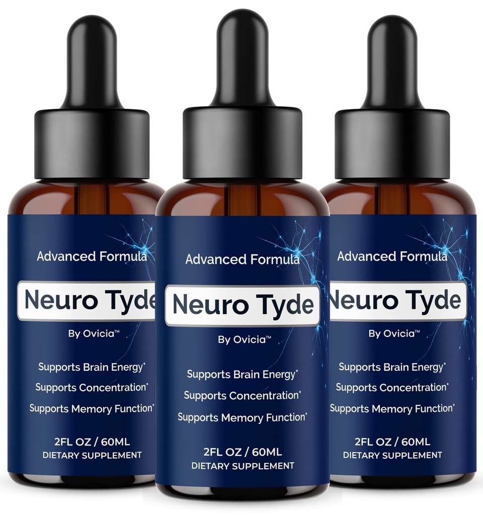 (3 Pack) NeuroTyde Drops - Neuro Tyde Support Premium Liquid Advanced Formula, Daily Neurotyde All Natural Ingredients Support Focus Memory for Overall Health & Wellness, 3 Bottles for 3 Months