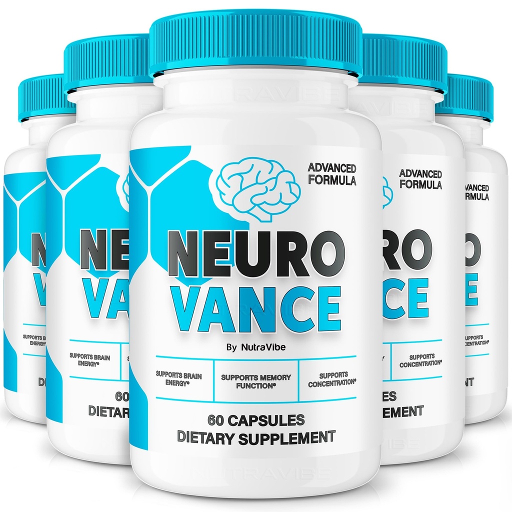 (5 Pack) Neuro Vance Capsules – Natural Brain & Memory Support | Premium Supplement for Focus, Concentration & Performance | Easy-to-Take NeuroVance Pills, Non-Habit Forming, Official (300 Capsules)