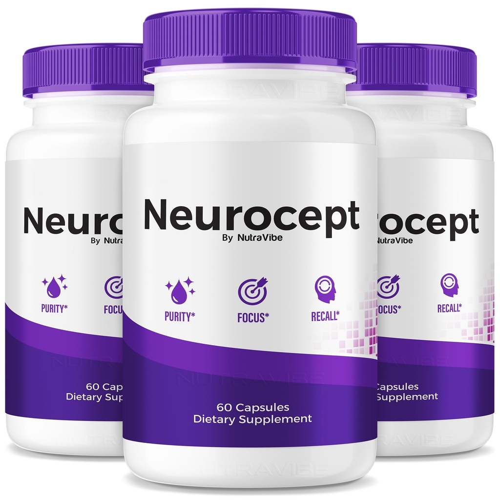 (3 Pack) Neurocept – Brain Supplement and Concentration Support Formula | Neurocept for Memory, Focus & Clarity | Natural Ingredients, Neuro Cept Easy-to-Take Daily Pills, Reviews (180 Capsules)