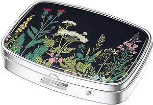 Nipichsha Pill Box, Small Pill Case for Purse & Pocket, Cute Travel Medicine Organizer, Portable Medicine Container Holder to Hold Vitamins, Medication, Fish Oil & Supplement, Gray Black Gold