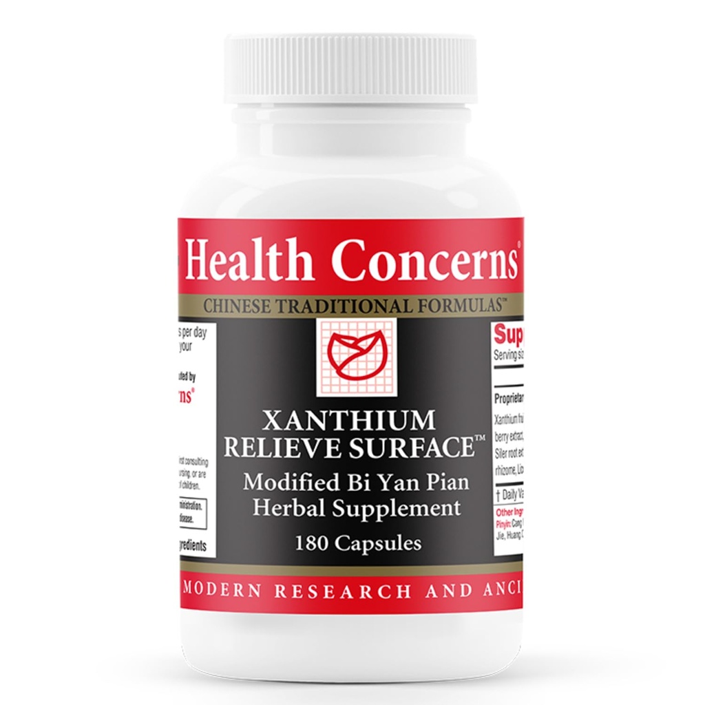 Health Concerns Xanthium Relieve Surface – Sinus Relief & Seasonal Allergy Support – Nasal Congestion & Immune Health Supplement – Bi Yan Pian Chinese Herbal Formula – 180 Capsules