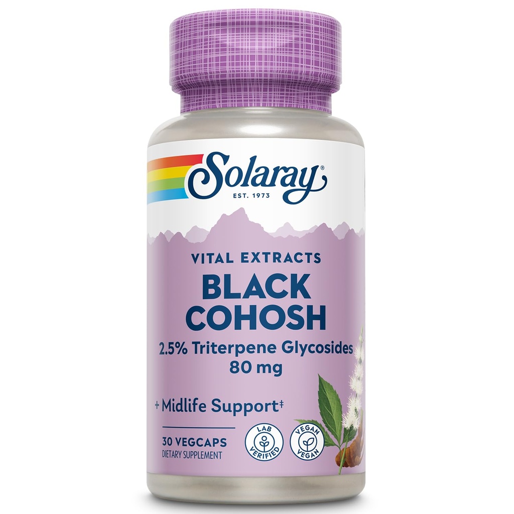 SOLARAY Black Cohosh Root Extract 80 mg Un supplément quotidien pour la santé des femmes et le soutien à la ménopause