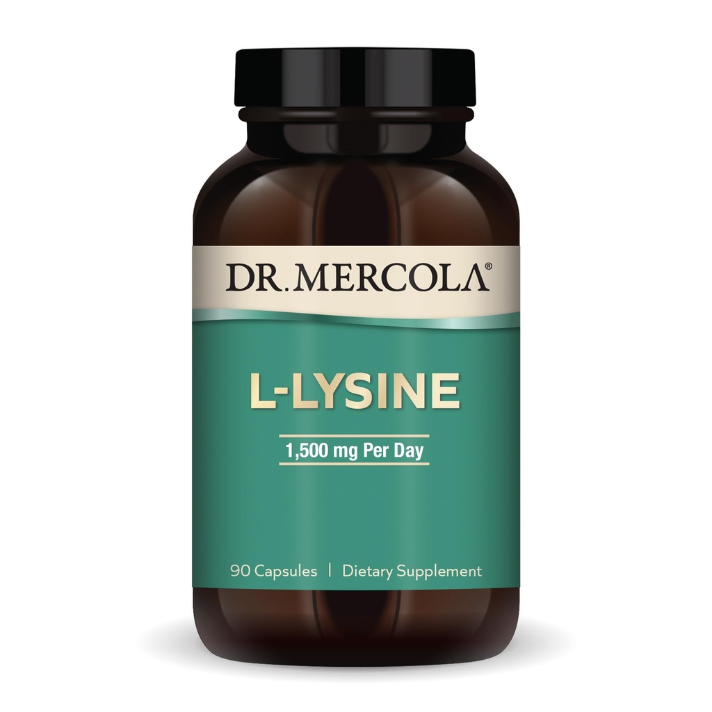 Dr. Mercola L-Lysine, 90 Capsules 1500 mg L-Lysine, Non-GMO, Glutenvrij, Sojavrij