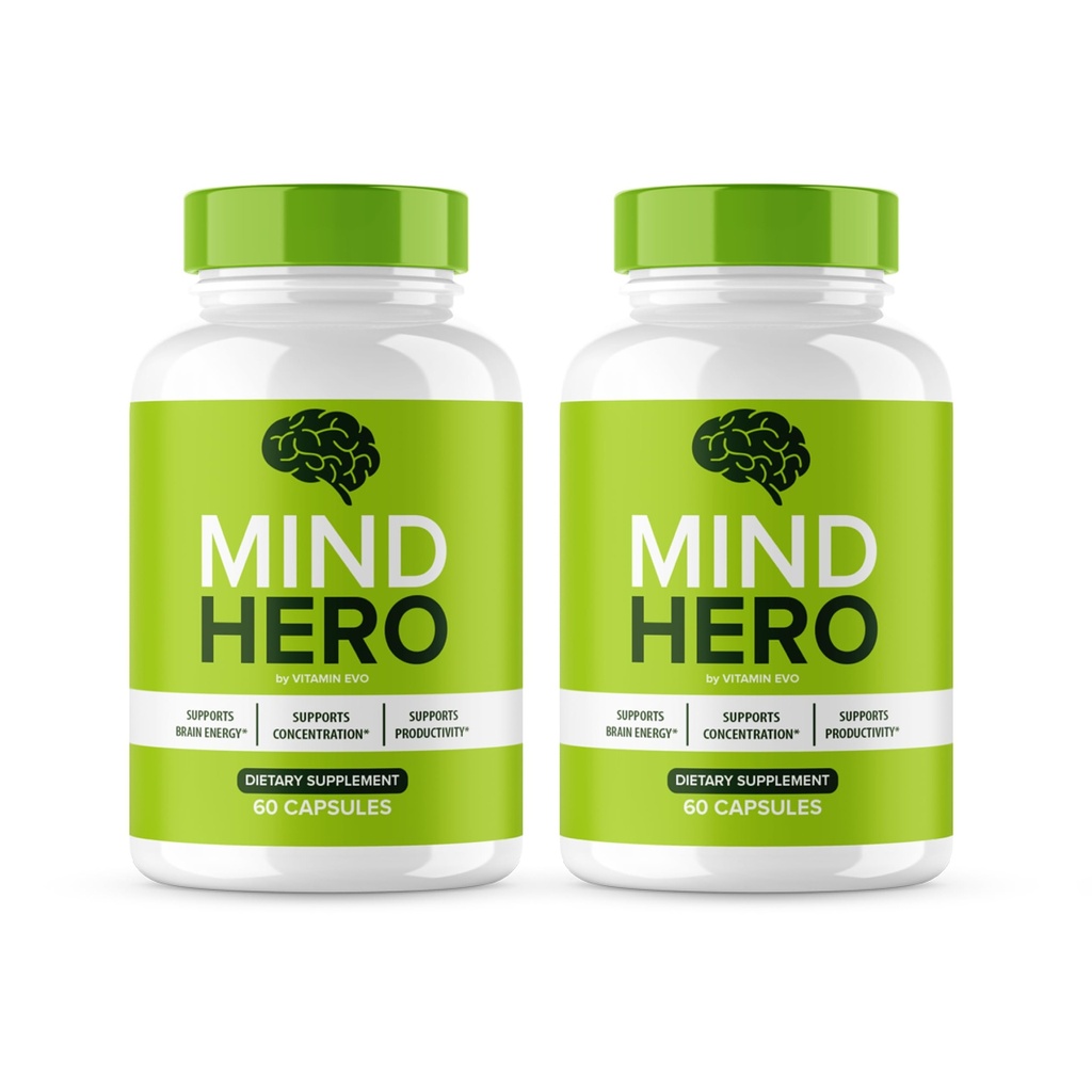 (2 Pack) Mind Hero Brain Supplement Capsules, Official Mind Hero Nootropic Focus Support, MindHero Advanced Formula Brain & Memory Support, MindHero Pills for Overall Health & Wellness (120 Capsules)