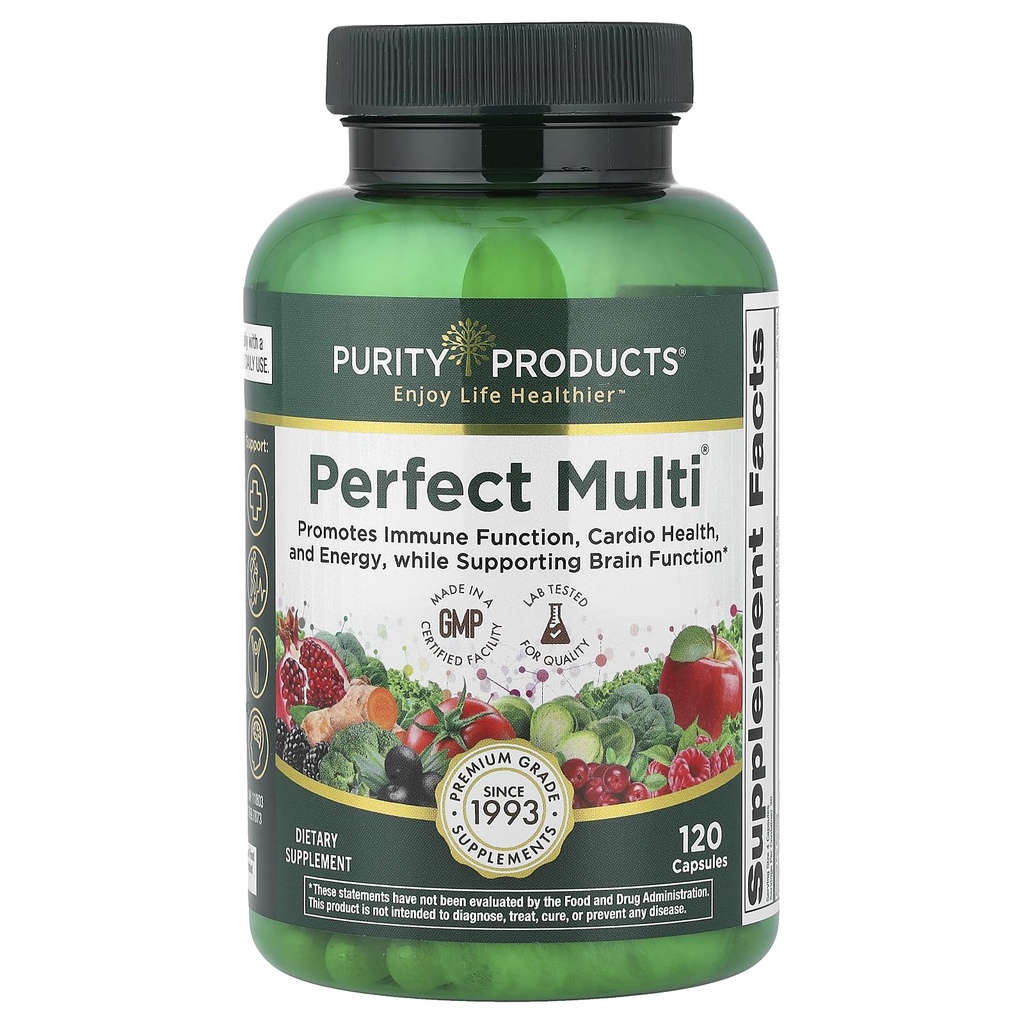 Purity Products Perfect Multi - Multivitamine Verpakt met vitamines, mineralen en fytonutriënten - 60 Breakthrough Nutrients - Ondersteuning voor gezonde immuniteit, normale energieniveaus - 120 capsules (1)