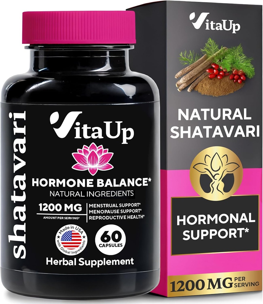 Shatavari Capsules pour Femmes 1200mg - Supplément Racine Shatavari pour le soutien hormonal normal, la ménopause et le bien-être menstruel - 60 Capsules Vegan