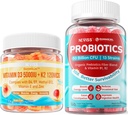 NEVISS Vitamine D3 K2 Gummies + Sugar Free Probiotics Gummies