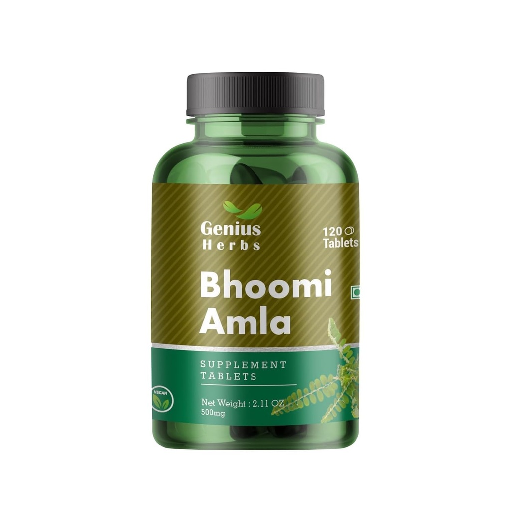 Pub Bhumi Amla Tablets 500 mg 120 No.s | Natural Liver Cleanse & Healthy Detox| Phyllanthus Niruri | Pack of 1