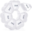 Grote Wekelijkse Pillen Organisator, Pill Box 7 Dag, KAPENS Dagelijkse Vitamine Case Grote Capaciteit Compartementen, Pillen Containers voor Visolie Geneeskunde Supplementen, Wit