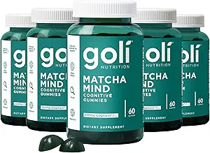 Goli Matcha Mind Gummies - 300 Count - Green Tea Leaves Powder with Cognizin for Focus, Attention and Brain Health, Vegan, Non-GMO, Gluten-Free & Gelatin Free.