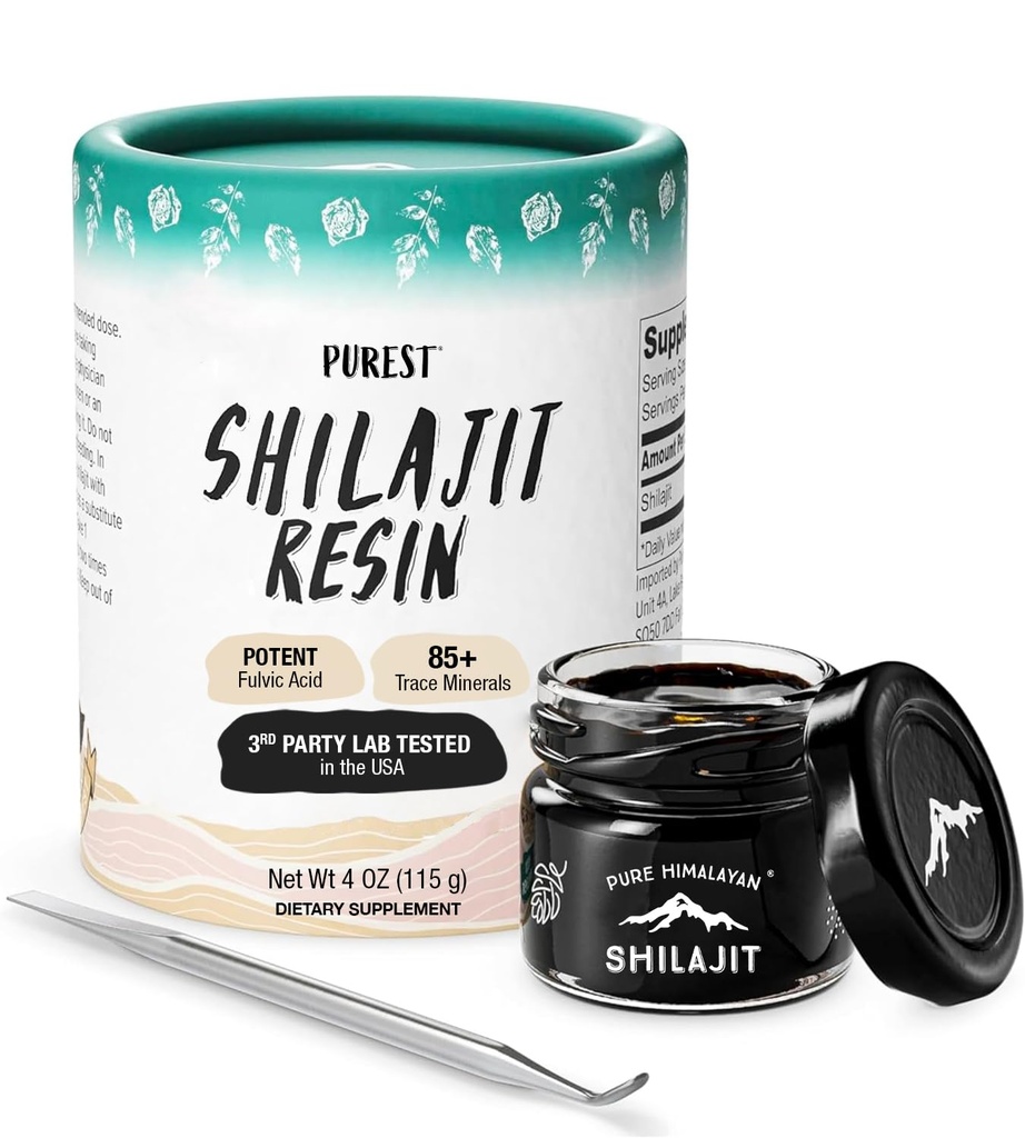 Pure Himalaya Shilajit, High Nutritional Potency, Grade A Shilajit Resin met 85+ Plant-Derived Trace Minerals and Fulvic Acid, Energy & Immune Suport for Men & Women, 3rd Party US Lab Tested (115g)