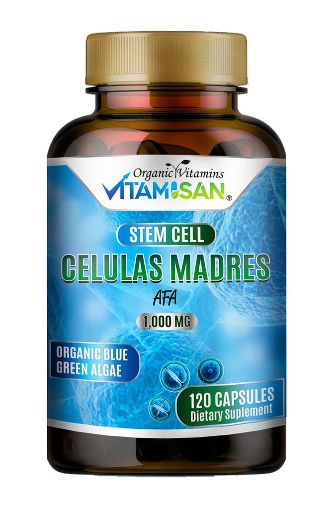 Celulas Madres AFA Stem Natural Cell 120 Capsules 1000 mg Blue Green Algen Non GMO Glutenvrij Aphanizoomenon Flos-aquae celula Madre Suplement
