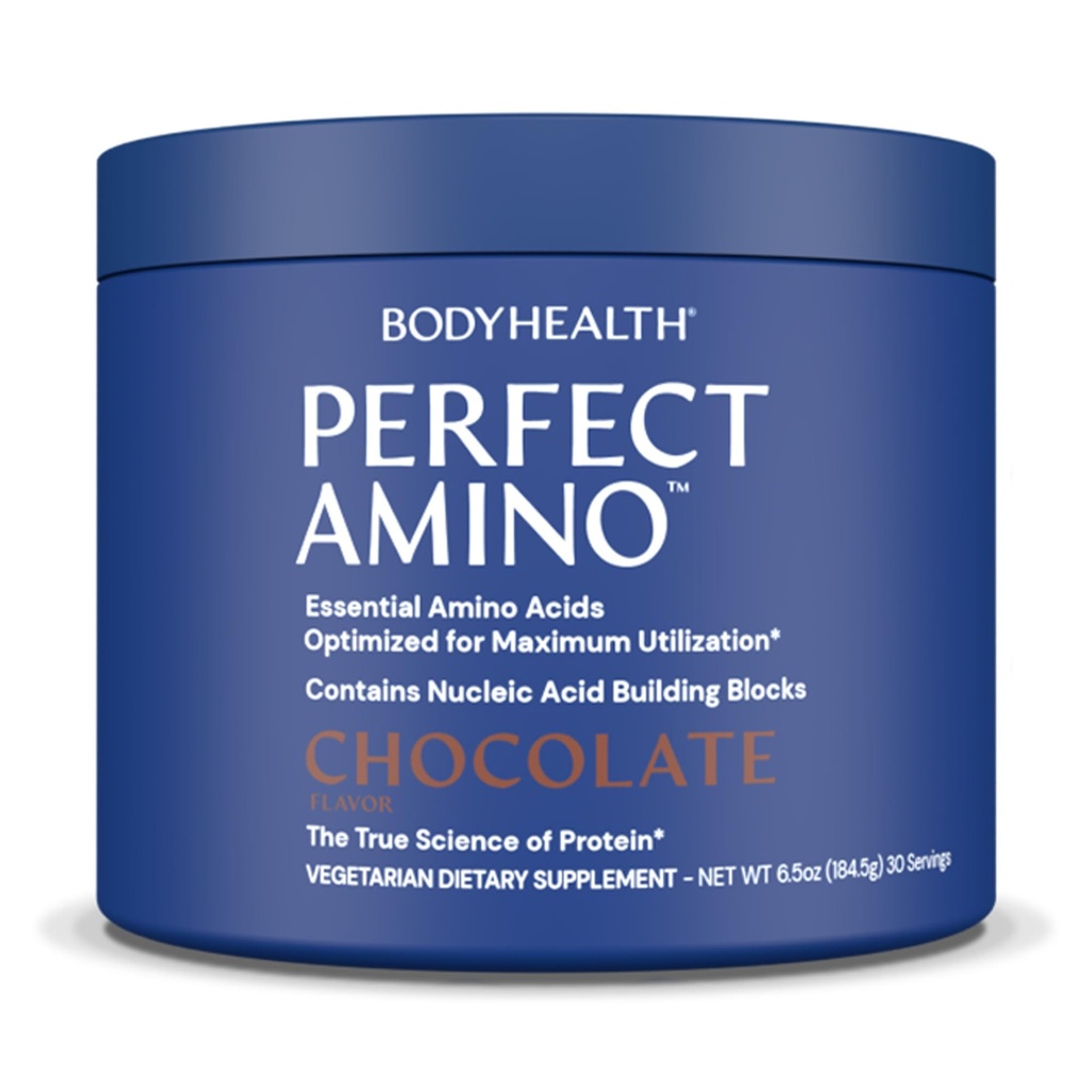 BodyHealth PerfectAmino Powder - BCAA en EAA Powder for Pre and Post Workout - Amino Acid Energy Drink voor mannen en vrouwen ter ondersteuning van spiermassa en herstel - Chocolade - 30 porties