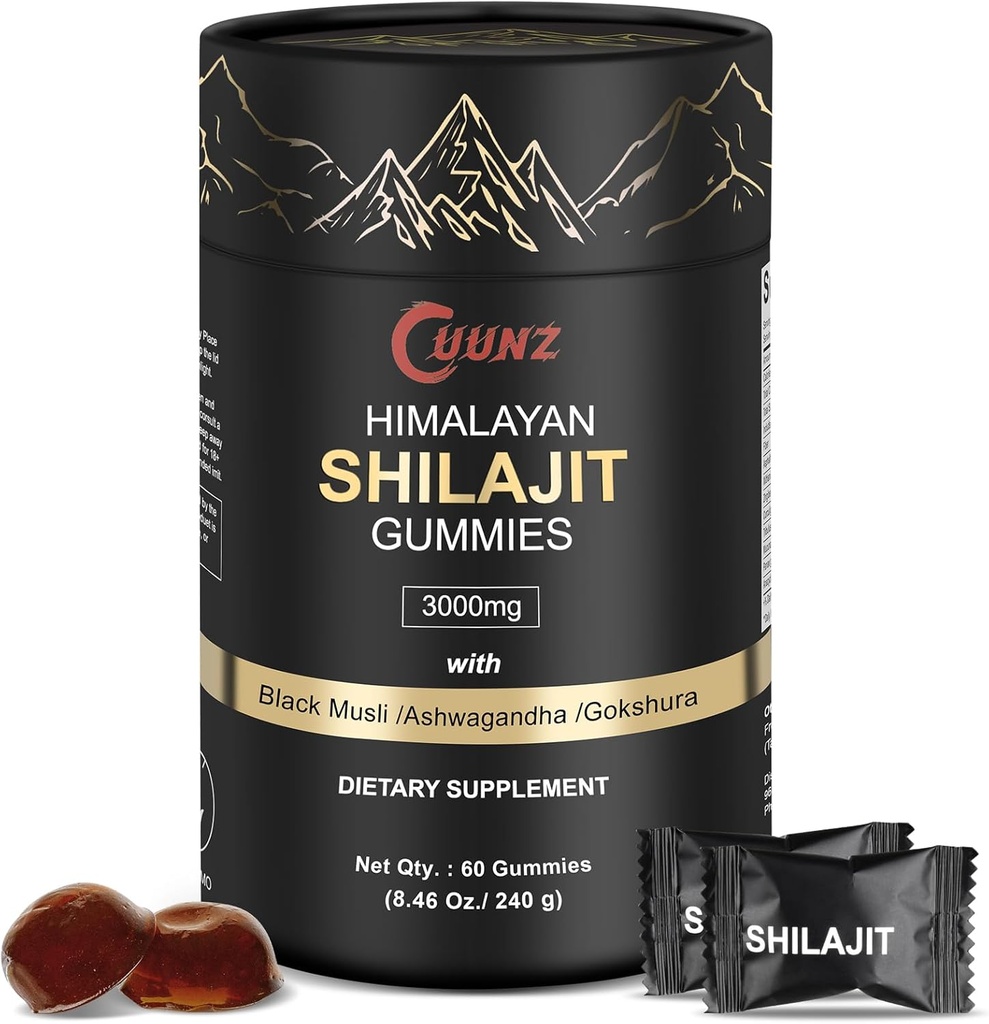 Himalaya Nutritious Shilajit Gummies Gold - Ashwagandha, Gokshura - Fulvic Acid - 85+ Trace Minerals - for Men Women - No Added Sugar (Shilajit Gold Gummies)