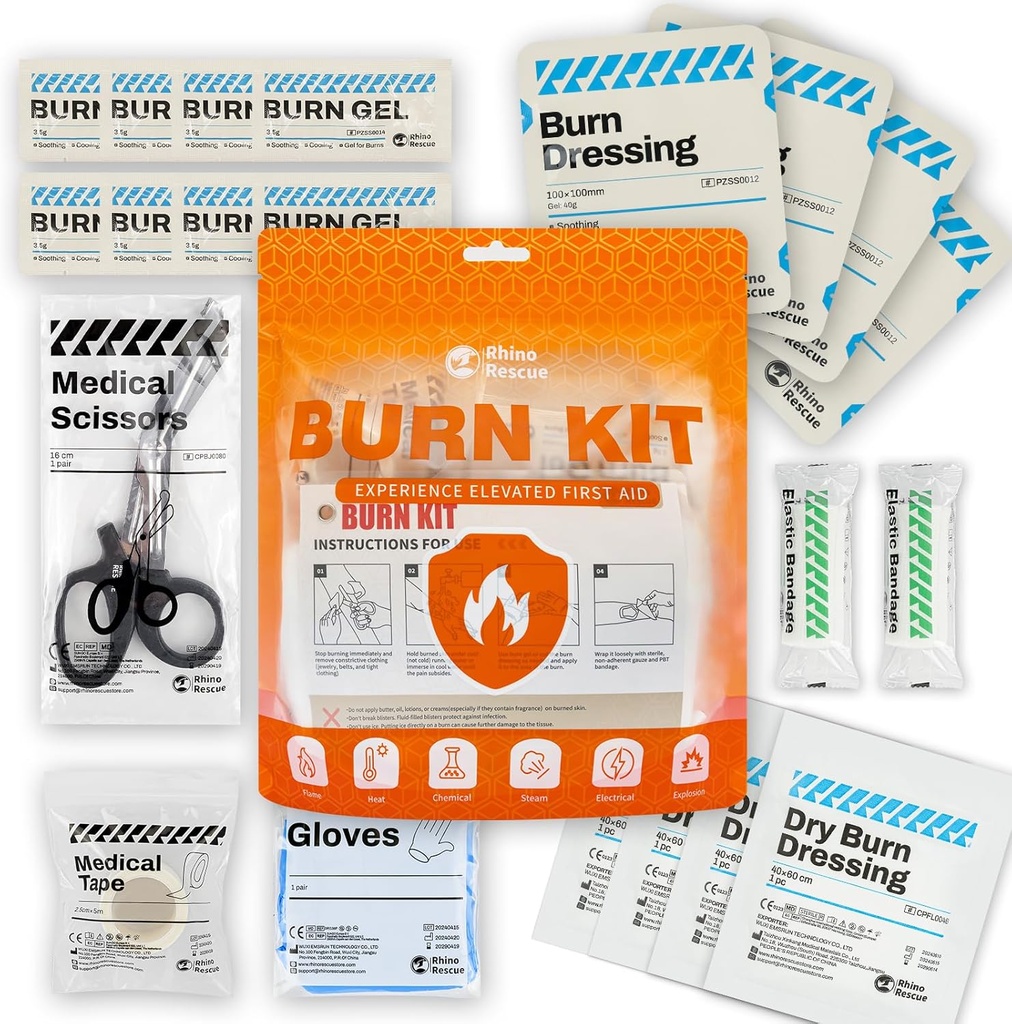 RHINO RESCUE Burn Kit, 4st Brandende Jurken 4x4