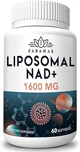 1600 mg Liposomale NAD Supplement 1600 mg, 98% Pure NAD+ Supplement, Superior Absorptie, Alternatief voor Nicotinamide Riboside of NADH voor Boost NAD+ voor Veroudering Verdediging, Energie, Duurzaamheid, 240 Softgels