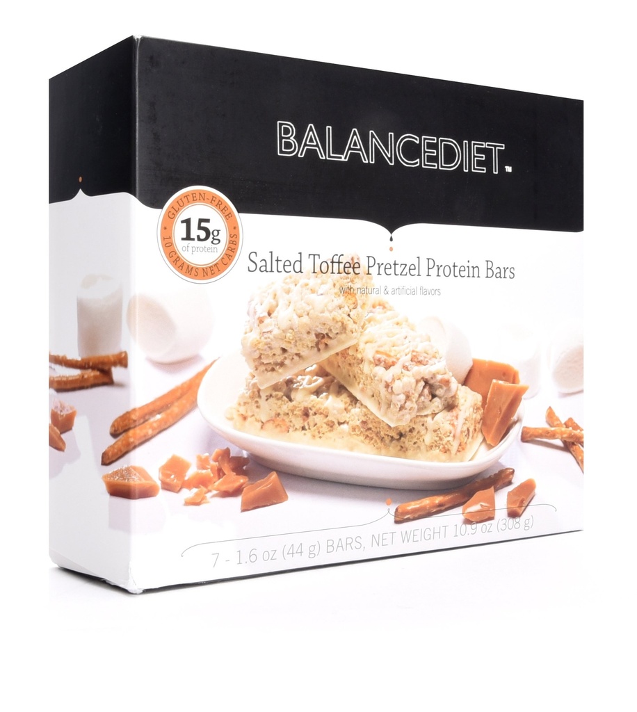 BalanceDiet™ | Protein Bar | 15g of Protein | Low Carb | 7 Bar Box (Salted Toffee Pretzel)