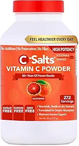 C-Salts Vitamine C Powder Supplement - 100% Pure High Dose Buffered Vitamine C Powder for Immune Support - Organic, Sugar-Free, Vegan, Non-GMO, Maag-Vriendly, Blood Orange 26oz