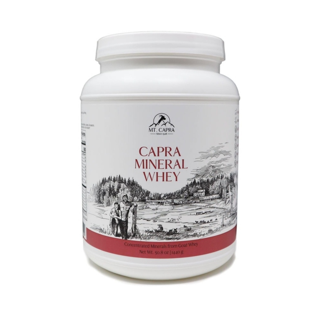 Mt. Capra Mineral Whey.Un aliment entier, bio-disponible supplément de poudre de minéraux/électrolytes de lait de chèvre Whey, riche en potassium, alcalinisant. 56 portions - 50,8 oz