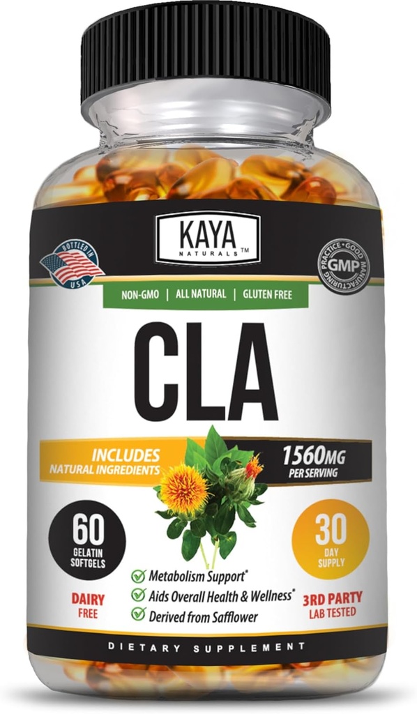 Kaya Naturals CLA Capsules Vervoeging van Linolzuur Niet-GMO en Glutenvrij (60 tellingen)