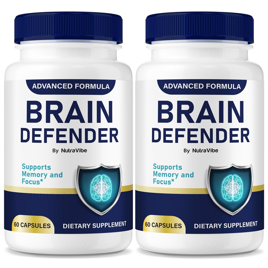 (2 Pack) Brain Defender - Brain and Memory Support Supplement, BrainDefender Pills for Focus & Lasting Performance, All-Natural Ingredients, Easy-to-Swallow, Pro Reviews (120 Capsules)