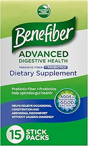 Benefiber Advanced Digestive Health Prebiotic Fiber Supplement Powder with Probiotics for Digestive Health, Low FODMAP 