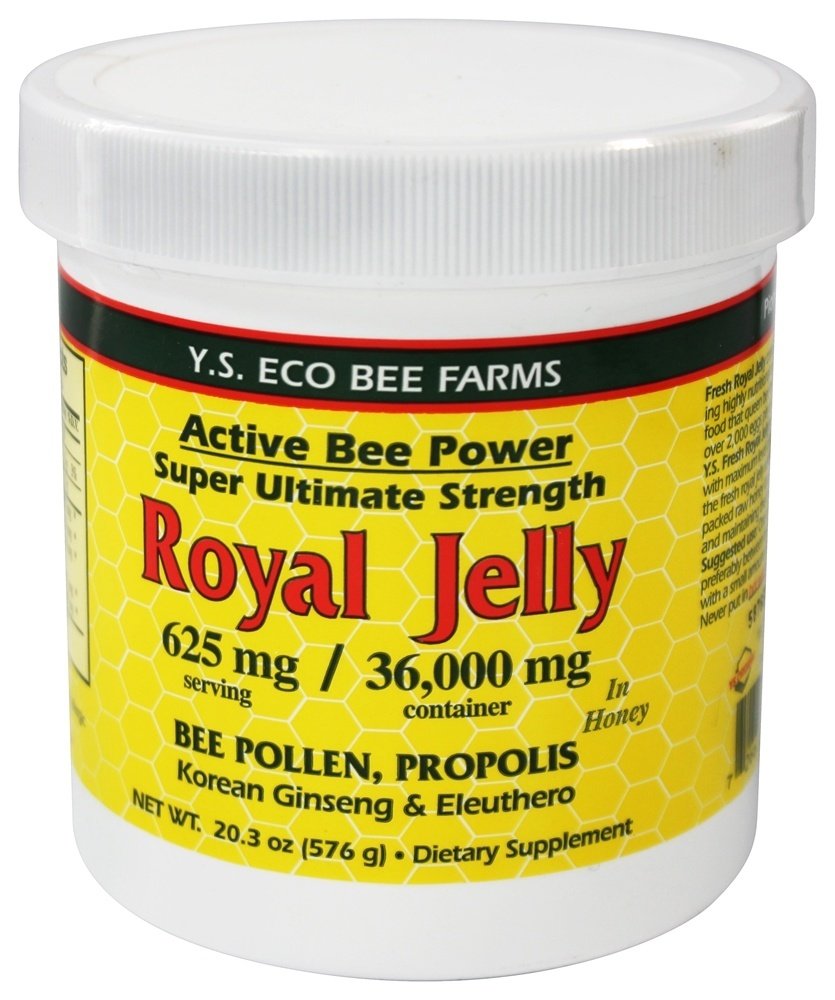 Jelly Royal frais + Pollen d'abeilles, Propolis, Ginseng, Miel Mix - 36.000mg Y.S. Org 20.3 oz